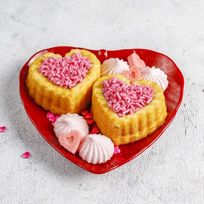 Heart shaped cakes for Valentine's Day.